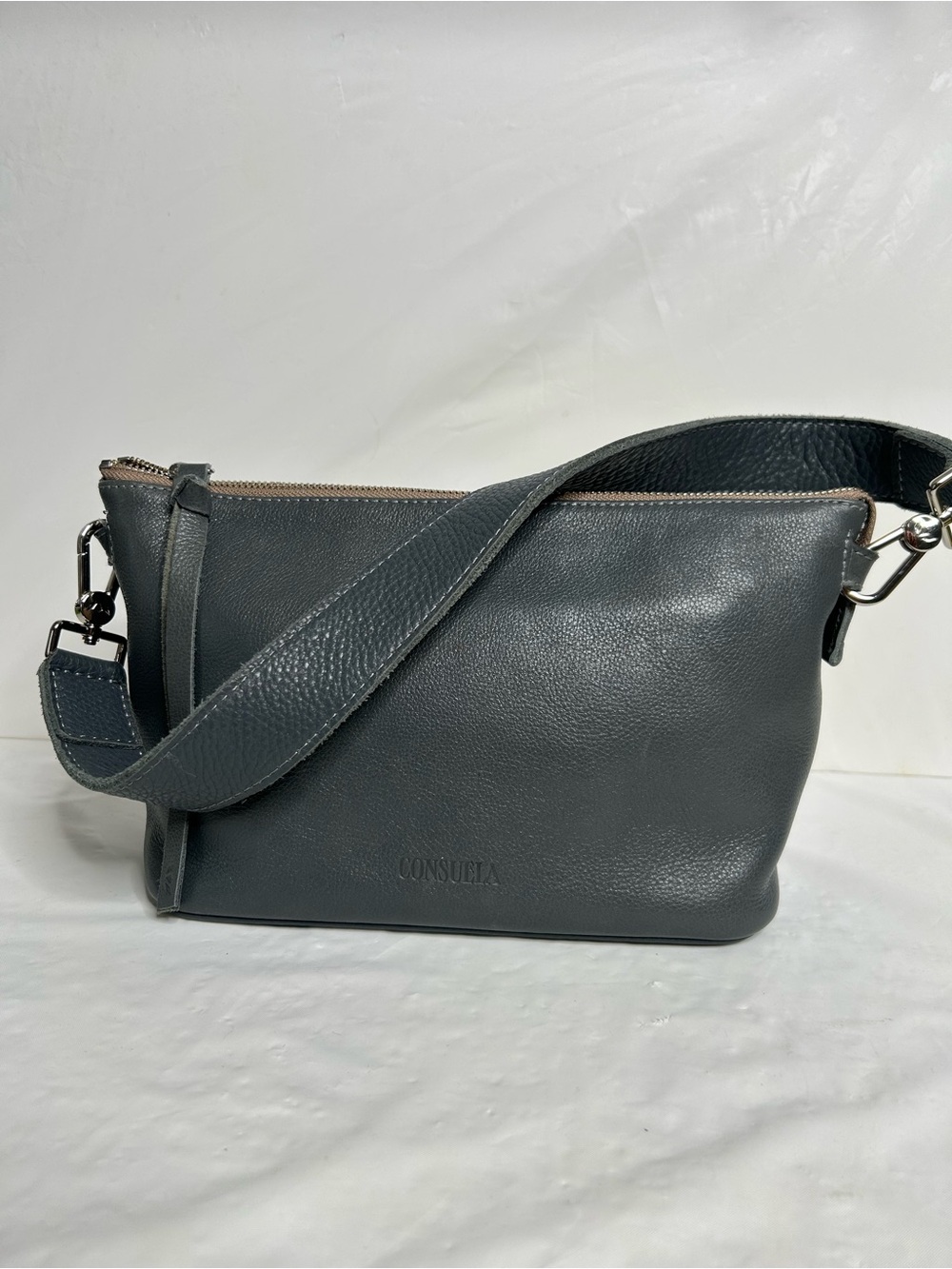 Consuela Keanu Your Way Gray Leather Shoulder Bag